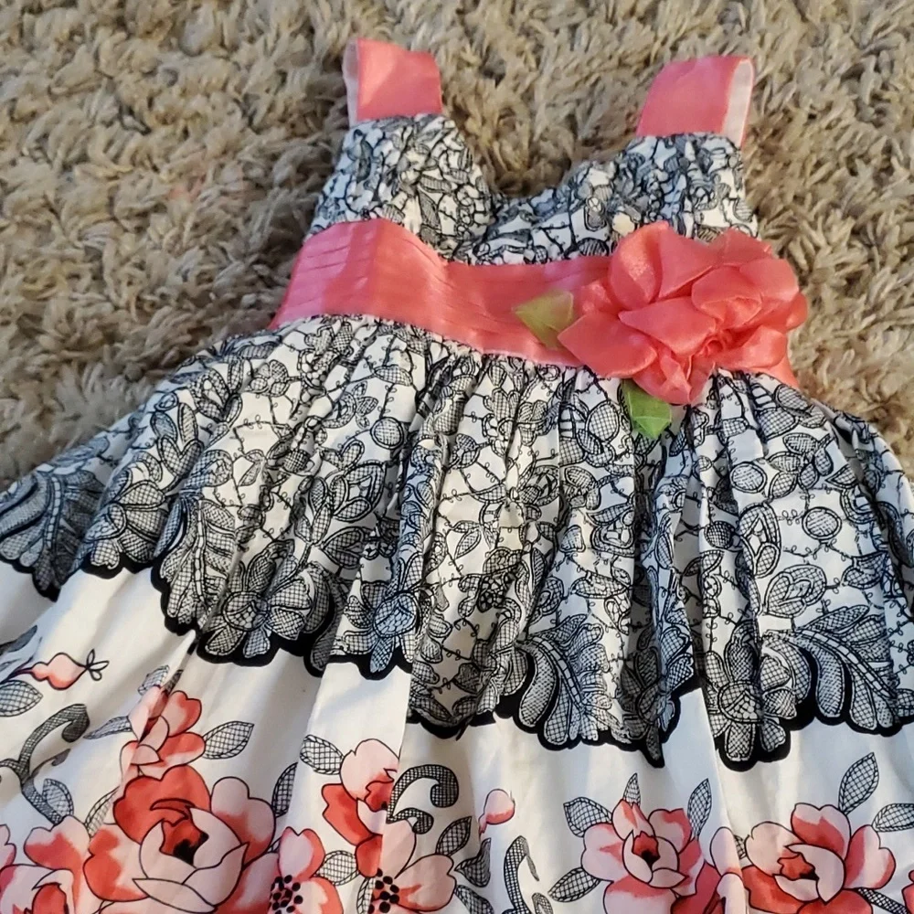 Girls dress floral bow size 5 jessica ann - Picture 2 of 3